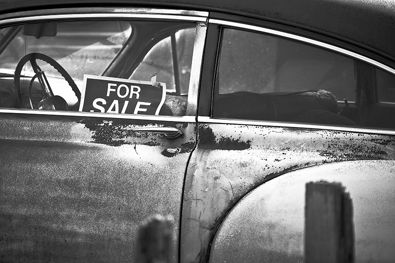 An old car for sale.