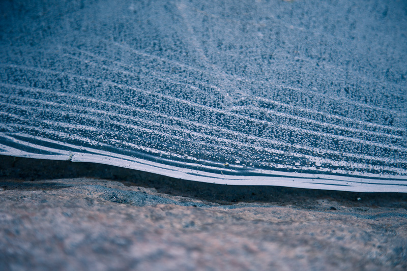 A sheet of ice in a bedrock pool in Sulphur Canyon in the Chiricahua Mountains of Arizona.