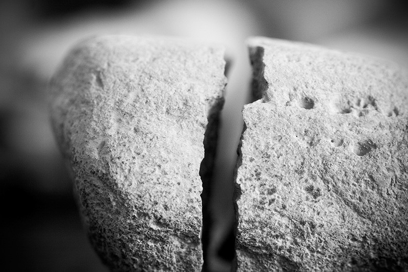 Two sides of a broken rock.