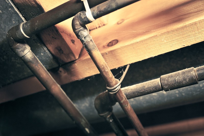 Pipes on the ceiling.