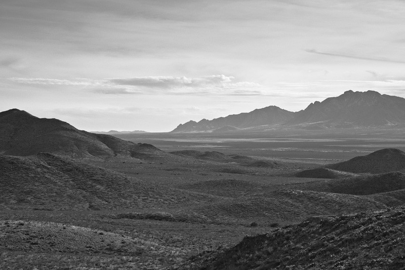 The San Simon Valley with the Chiricahua Mountains behind.