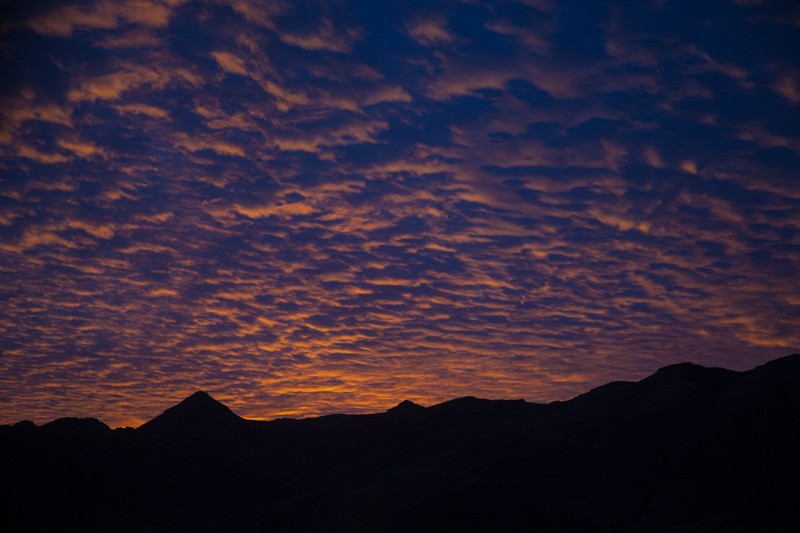 A ridgeline and sunset in the Chiricahua Mountains.
